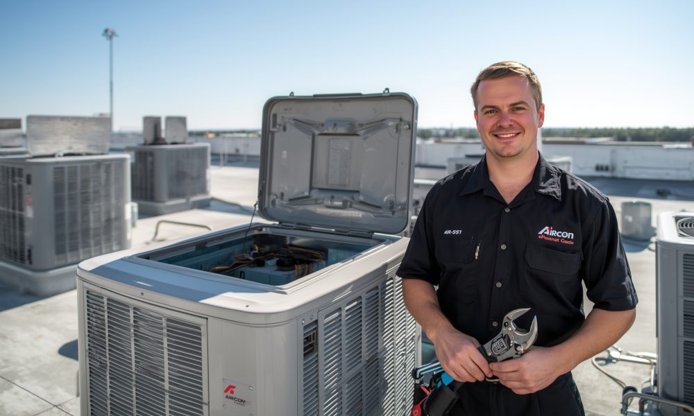 Lucid_Origin_Rooftop_HVAC_service_scene_with_multiple_outdoor__1